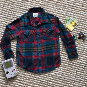 Peek Medium sz. 6/7 plaid flannel button up